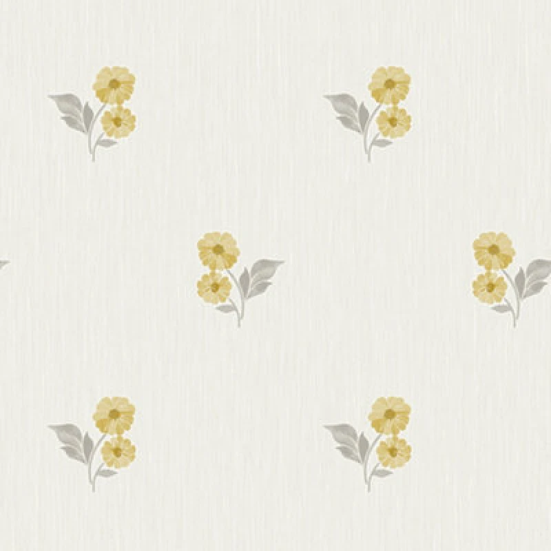 Image of GRANDECO Grandeco - Clematis Sprig Yellow Wallpaper Floral Textured Vinyl Feature Wall WL-A73102