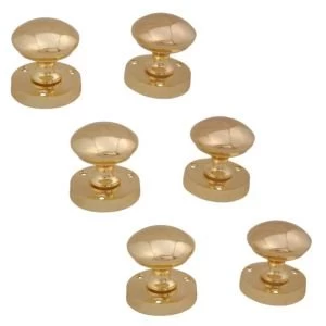 Image of Polished Brass effect Internal Round Latch Door knob Set of 3