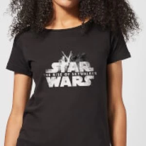 Image of Star Wars The Rise Of Skywalker Rey + Kylo Battle Womens T-Shirt - Black - M