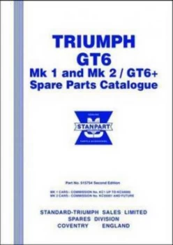 Image of Triumph GT6 MK1 and MK2/GT+ Spare Parts Catalogue Part No 515754 by