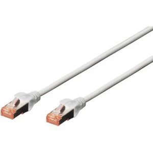 Image of Digitus RJ45 Network cable, patch cable CAT 6 S/FTP 15m Grey Halogen-free, twisted pairs, incl. detent, Flame-retardant