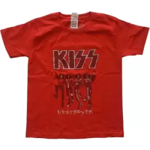 Image of KISS - Destroyer Sketch Kids 13-14 Years T-Shirt - Red