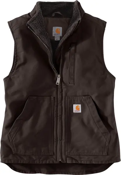 Image of Carhartt Sherpa Lined Mock Neck Ladies Vest, brown, Size M for Women