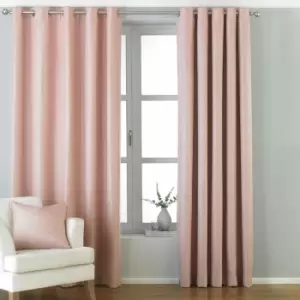 Image of Riva Paoletti Atlantic Woven Twill Lined Eyelet Curtains, Blush Pink, 46 x 72 Inch
