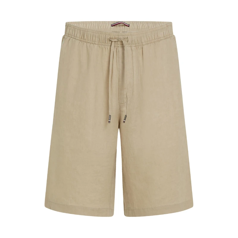 Image of Tommy Hilfiger Mens Harlem Linen Relaxed Fit Woven Tracksuit Shorts Sandalwood male 32W R