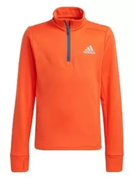 Image of Boys, Adidas Aeroready 1/2 Zip Top, Bright Orange, Size 7-8 Years