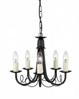 Image of 5 Light Chandelier Black, Gold Finish, E14