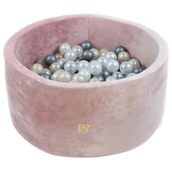 Image of Unbranded Round Velvet Ball Pit 90x40x5cm with 200 Balls - Pink 90 x 40 x 5cm