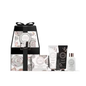 Image of The Luxury Bathing Company Sparkling Rose & Geranium Stacking Box Treats Set 3 x 50ml + 80 g