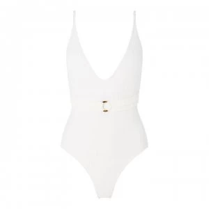 Image of Vero Moda Freedom V Front Swimsuit - 16 SNOW WHITE