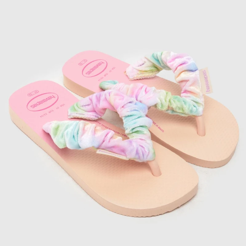 Image of Havaianas Pink Multi Fluffy Girls Junior Sandals Pink Multi UK 7 (EU 25)
