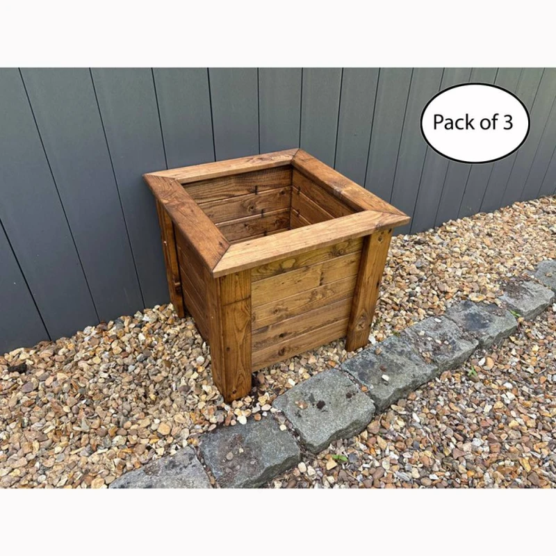 Image of Charles Taylor Multi Pack of 3 - Prestbury Raised Square Large Planter - Timber in Brown Brown Unisex