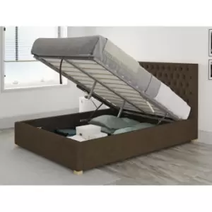 Image of Monroe Ottoman Upholstered Bed, Yorkshire Knit, Chocolate - Ottoman Bed Size Single (90x190)