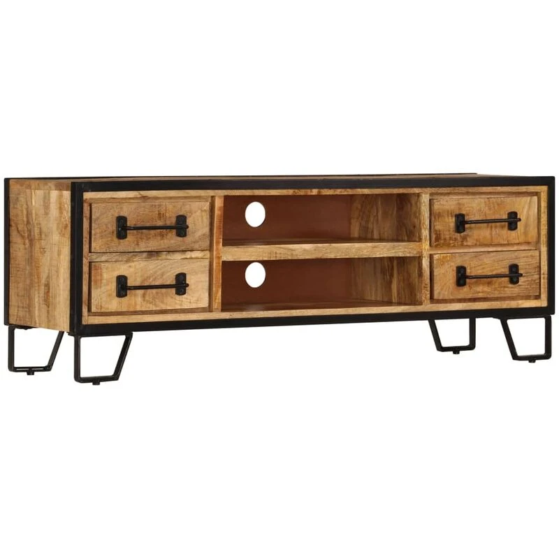 Image of vidaXL Solid Mango Wood TV Cabinet with Drawers HiFi Sideboard Stand Unit