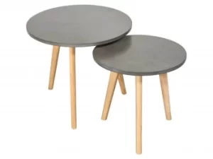 Image of LPD Hex Concrete Effect Round Nest of Tables Flat Packed