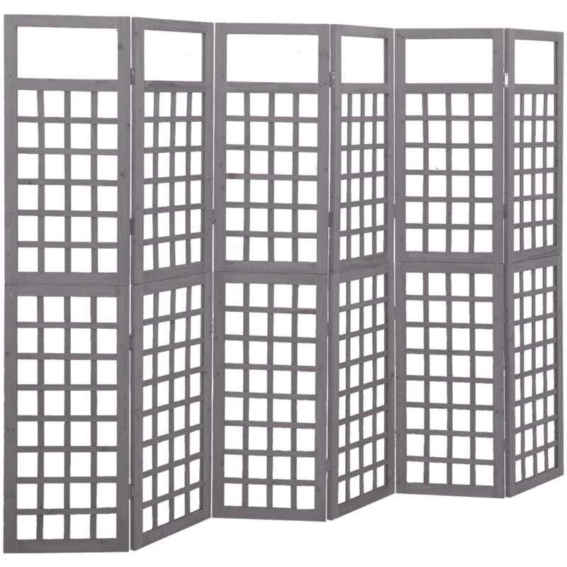 Image of VIDAXL 6-Panel Room Divider/Trellis Solid Fir Wood Grey 242.5x180cm Vidaxl 8720286452721
