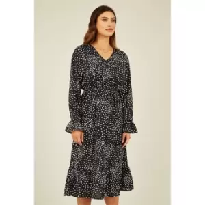 Image of Mela London Black Butterfly Long Sleeve Midi Dress - Black