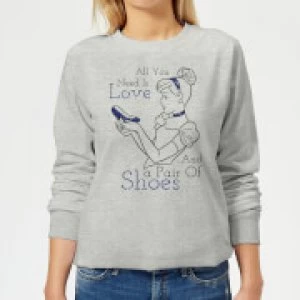 Image of Disney Princess Cinderella All You Need Is Love Womens Sweatshirt - Grey - S