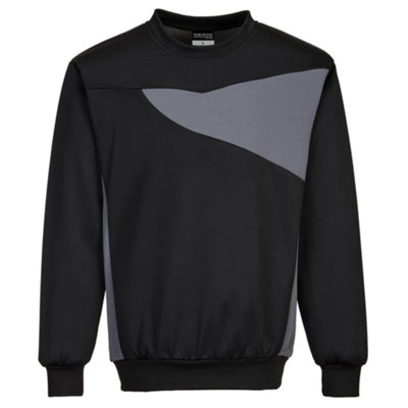 Image of Portwest PW2 Mens Sweatshirt PW273BZRS Colour: Black / Zoom Grey