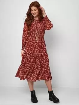 Image of Joe Browns Dare To Be Different Ditsy Dress - Red, Size 8, Women