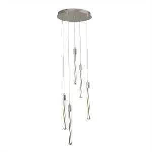 Image of Integrated LED 5 Light Cluster Ceiling Pendant Chrome, Silver, White