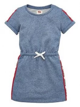 Image of Levis Girls Logo Tape Jersey Dress - Blue, Size 2 Years, Women