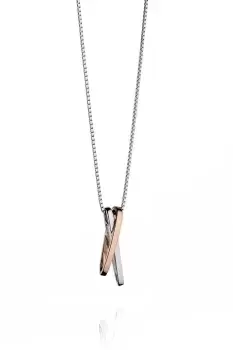 Image of Sterling Silver & Rose Gold Plating Criss Cross Pendant Necklace