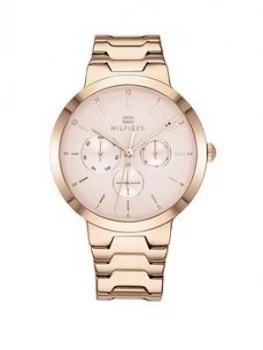 Image of Tommy Hilfiger Tommy Hilfiiger Pink Chronograph Dial Rose Gold Tone Bracelet Watch