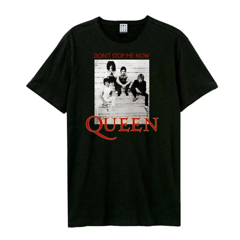 Image of Amplified Amplified Men Don't Stop Me Now Single Queen T-Shirt in Black Size: X-Small Black XS Male 5063852065196