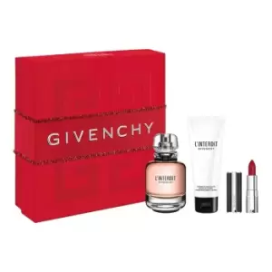 Image of Givenchy L Interdit Gift Set 80ml Eau de Parfum + 75ml Body Lotion + 1.5g Le Rouge Lipstick - 333 L Interdit