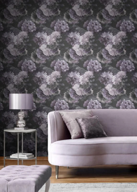 Image of Muriva Mauve Floral 3D Effect Patterned Wallpaper