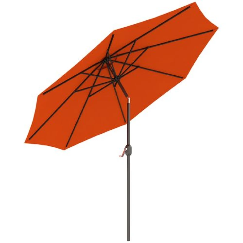 Image of Outsunny 3(m) Garden Umbrella Outdoor Sunshade Canopy w/ Tilt & Crank Orange 840-070V00OG