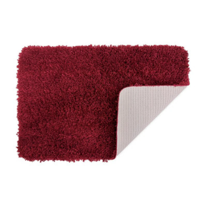 Image of Allure Bath Fashions Shaggy Microfibre Bath Mat Non-Slip 40 X 60Cm - Burgundy