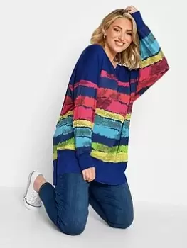 Image of Yours Brush Stroke Stripe Top, Grey, Size 18, Women