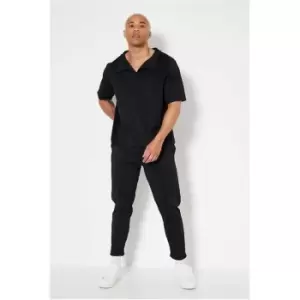 Image of I Saw It First Black Scuba Polo & Joggers Set - Black