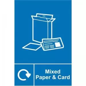 Image of Mixed Paper & Card Recycling&rsquo; Sign; Rigid 1mm PVC Board
