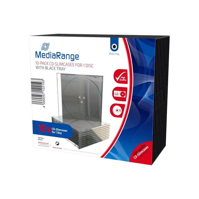 Image of MediaRange BOX32 optical disc case DVD case 1 discs Black. Transparent