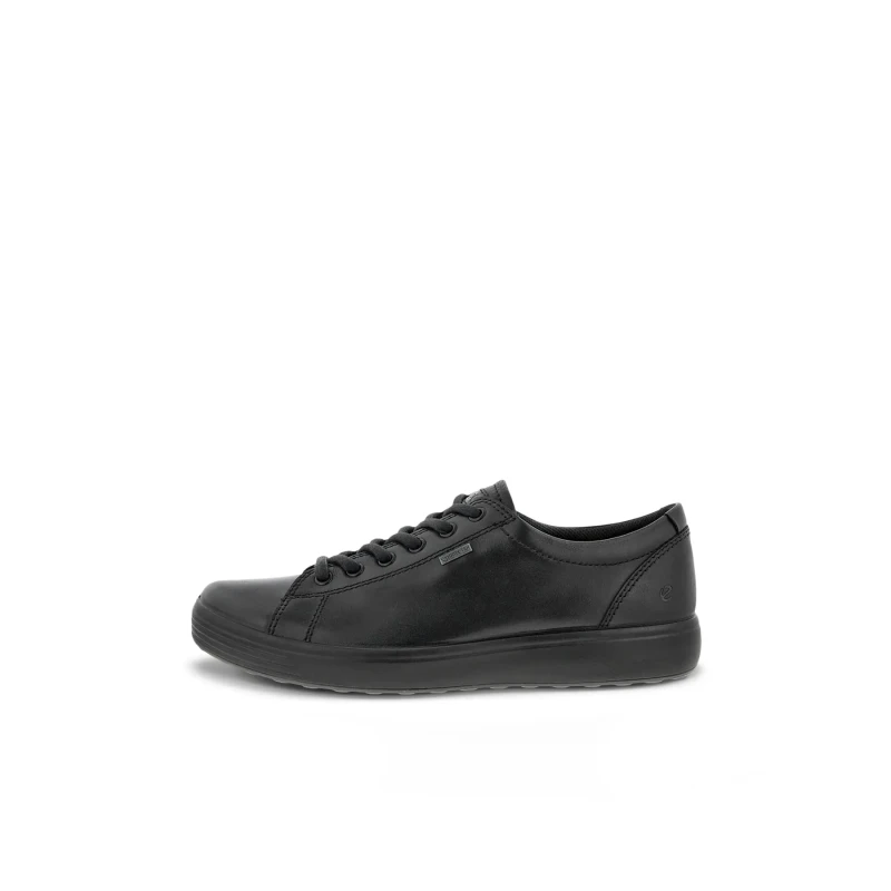 Image of Ecco Soft 7 430364 Leather Mens Low Top Trainers - Black - Size:UK 9-9.5
