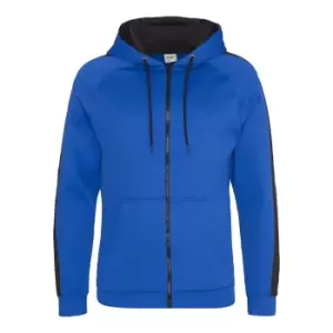Image of AWDis Just Hoods Mens Contrast Sports Polyester Full Zip Hoodie (XL) (Royal Blue/Jet Black)