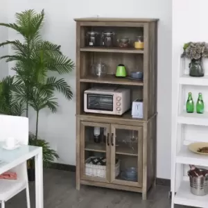 Image of 180x76cm Home Storage Unit With 3 Shelves Glass Door Cabinet Bookcase Display