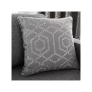 Image of Curtina Camberwell Print Filled Cushion, Graphite, 43 x 43 Cm