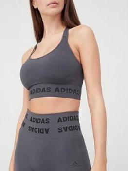 Image of Adidas Medium Support Aeroknit Seamless Sports Bra - Dark Grey
