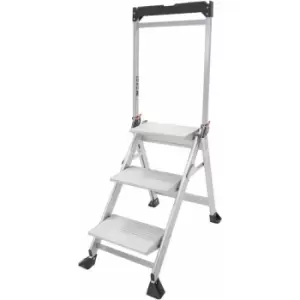 Image of Loops - 0.7m premium jumbo Folding Step Ladders 3 Tread Anti Slip Aluminium Safety Steps