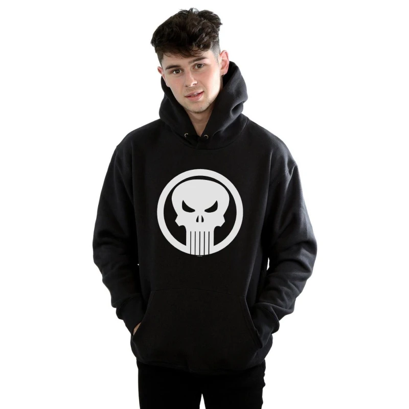Image of Marvel Marvel Men The Punisher Skull Circle Hoodie in Black Size: Small Black S Male 5057981035571