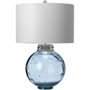 Image of Table Lamp Hepplewhite Shade Highly Polished Nickel Glassware Blue LED E27 60W