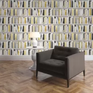 Image of Muriva Fashion Library Wallpaper, Gold Glitter