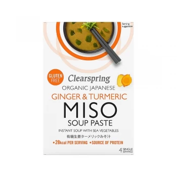 Image of Clearspring Japanese Ginger & Turmeric Instant Miso Soup Paste with Sea Vegetables 4x15g