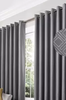 Image of Diamond Blackout Eyelet Curtains Thermal Lined Ready Made Curtains