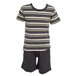 Image of Tom Franks Childrens/Kids Jersey Striped Short Pyjama Set (9- 10 Years) (Charcoal)