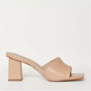 Image of Missguided Square Toe Heeled Sandals - Beige